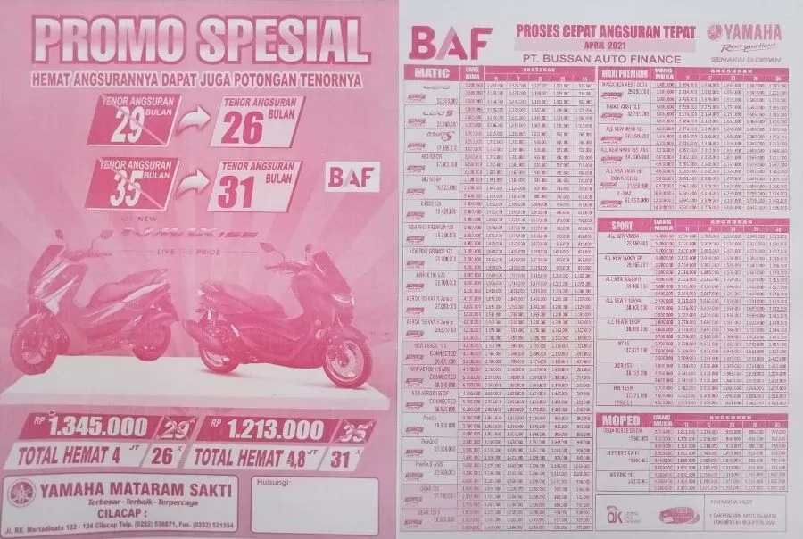 Brosur Kredit Motor Yamaha Cilacap  Jawa Tengah