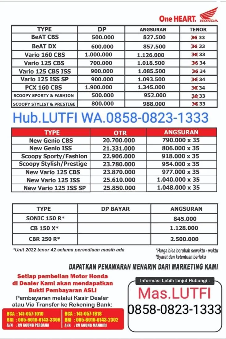 Promo brosur kredit terbaru Motor Honda Kediri Webportal Marketing Sepeda Motor Indonesia