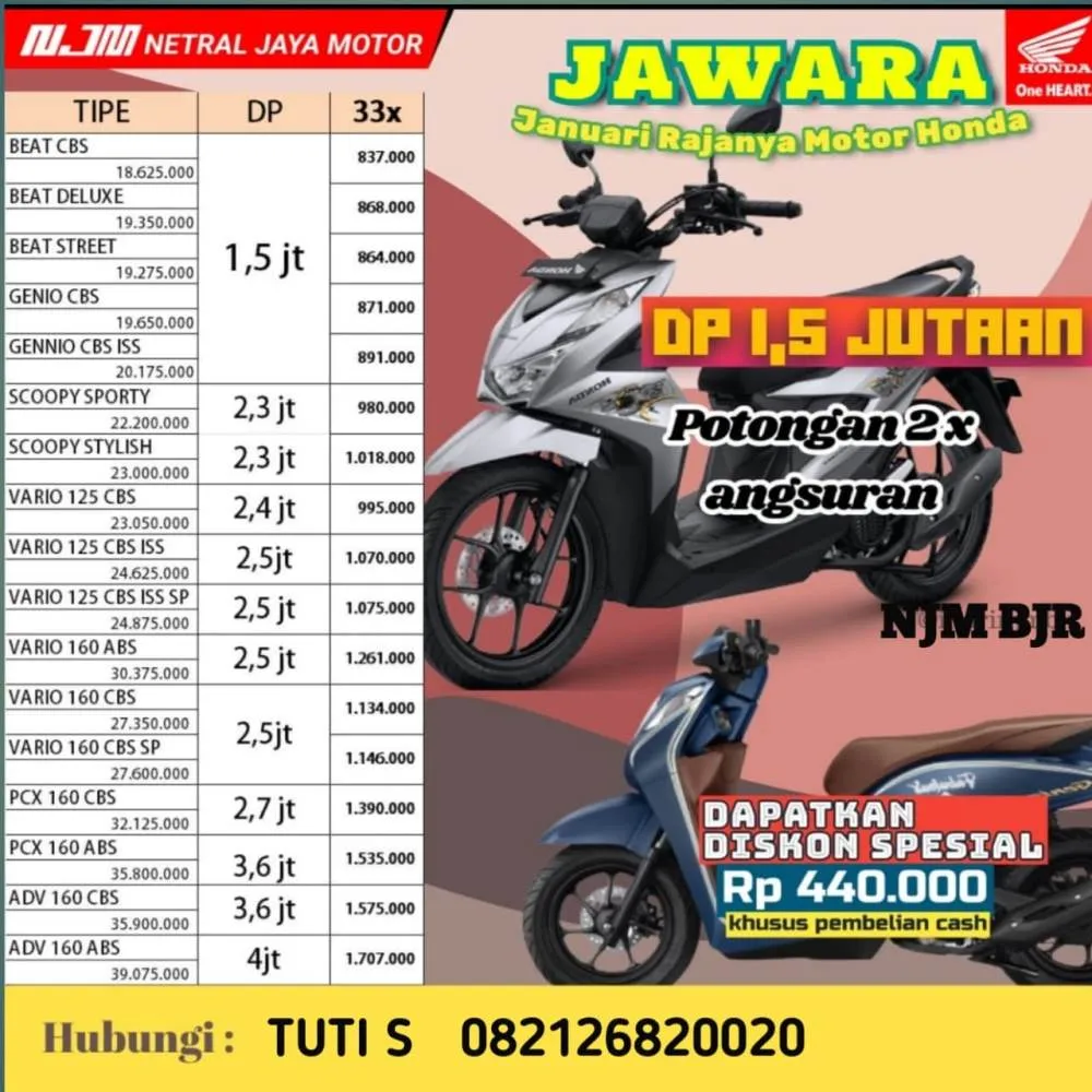 Brosur Kredit Motor Honda Cimahi  Jawa Barat