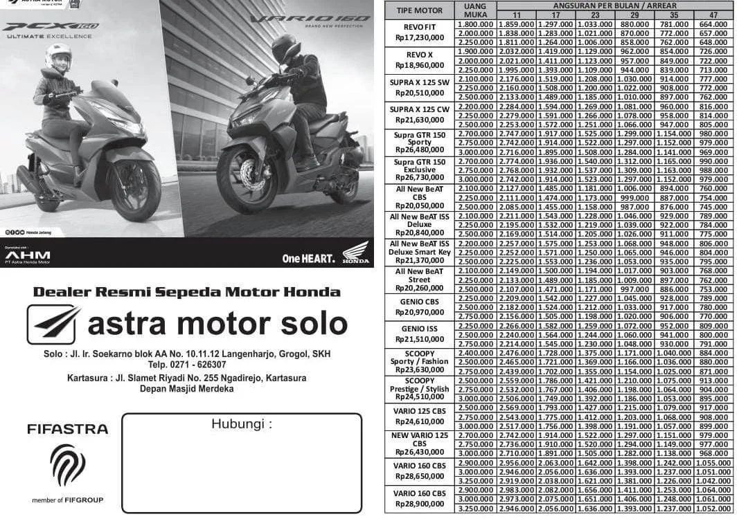 Brosur Kredit Motor Honda Boyolali  Jawa Tengah