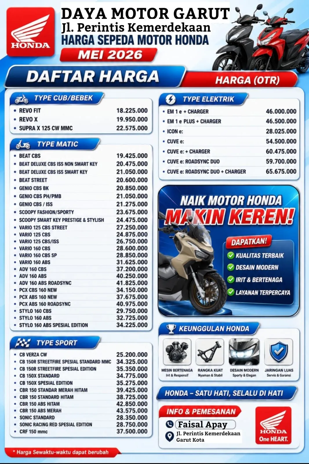 Brosur Kredit Motor Honda Garut  Jawa Barat